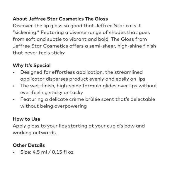NIB Jeffree Star The Gloss Lip Gloss in Her Glossiness Full Size 4.5ml - Picture 12 of 12